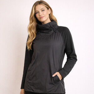 The North Face Black Mock Neck Pullover Jacket Side Zip Pockets Size S